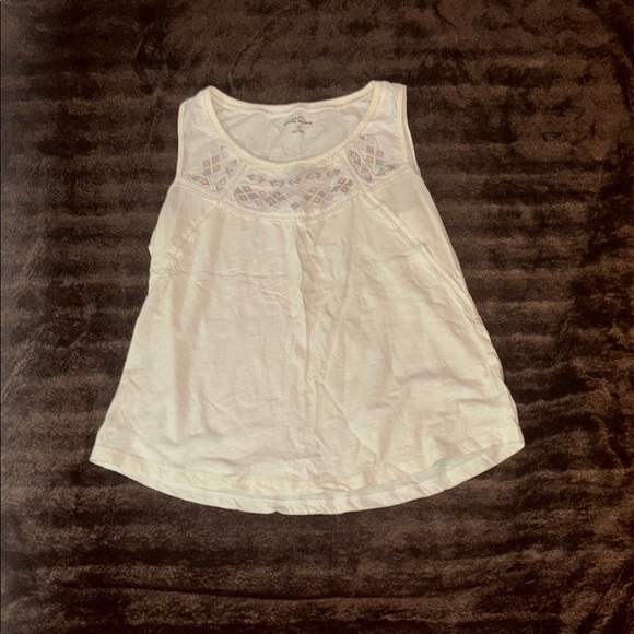 Eddie Bauer Tops - Eddie Bauer Cream Lace Trim Top